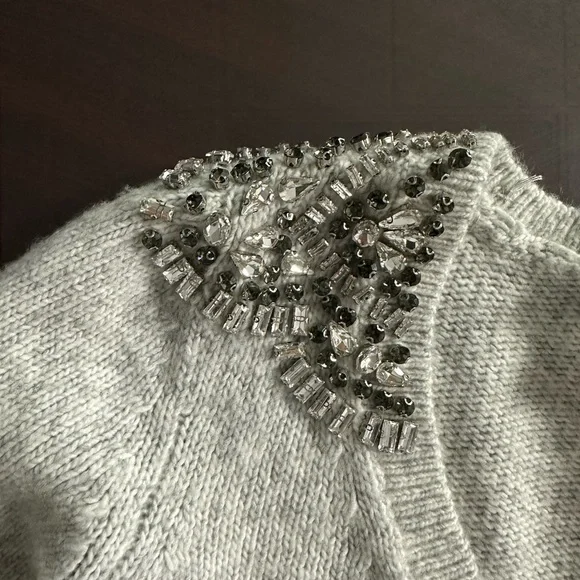 White House Black Market Embellished Gray Sweater - Picture 2 of 10